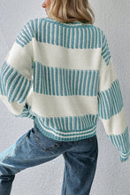 Load image into Gallery viewer, Striped Patchwork Drop Shoulder Loose Sweater