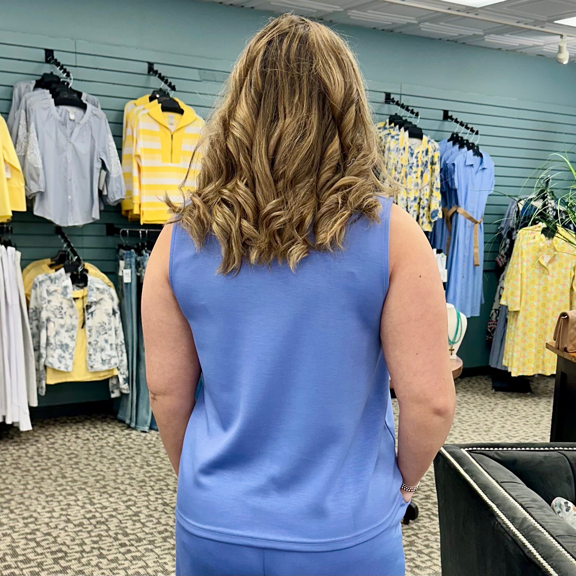 Solid Mock Neck Sleeveless Top