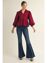 Load image into Gallery viewer, 3/4 Balloon Sleeve Peplum Top
