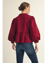 Load image into Gallery viewer, 3/4 Balloon Sleeve Peplum Top
