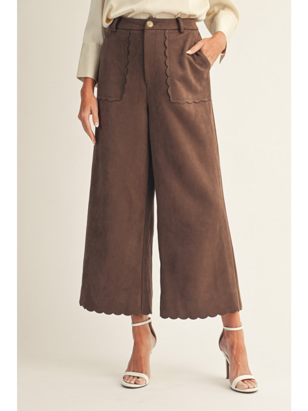 Wide Leg Suede Pants