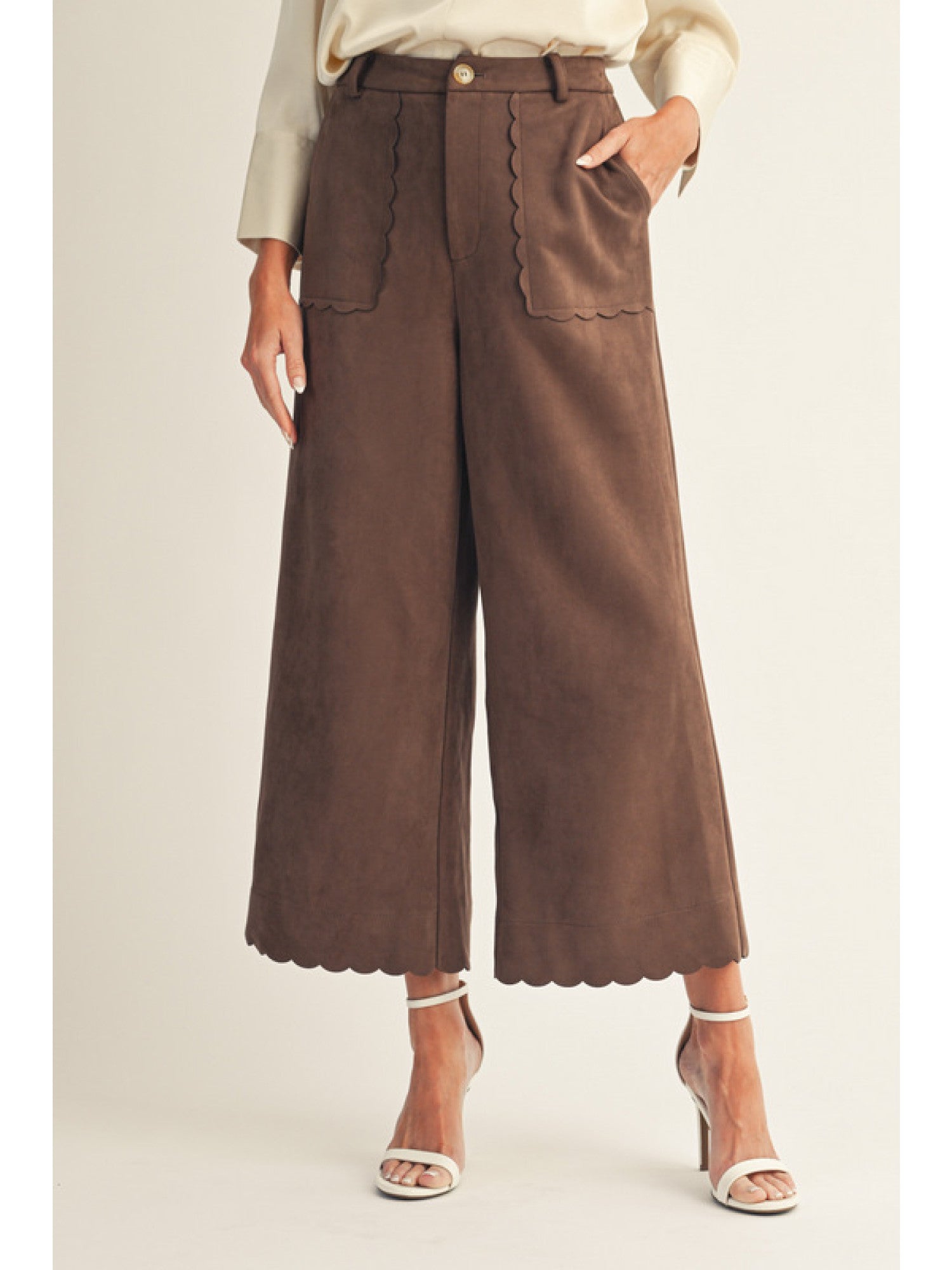 Wide Leg Suede Pants
