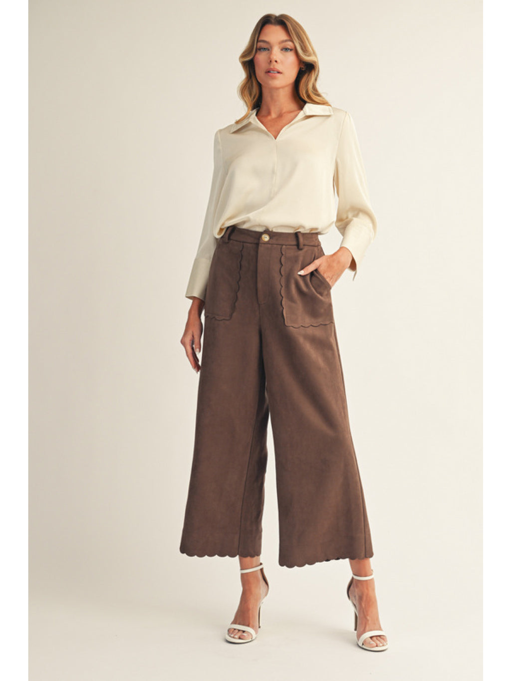 Wide Leg Suede Pants