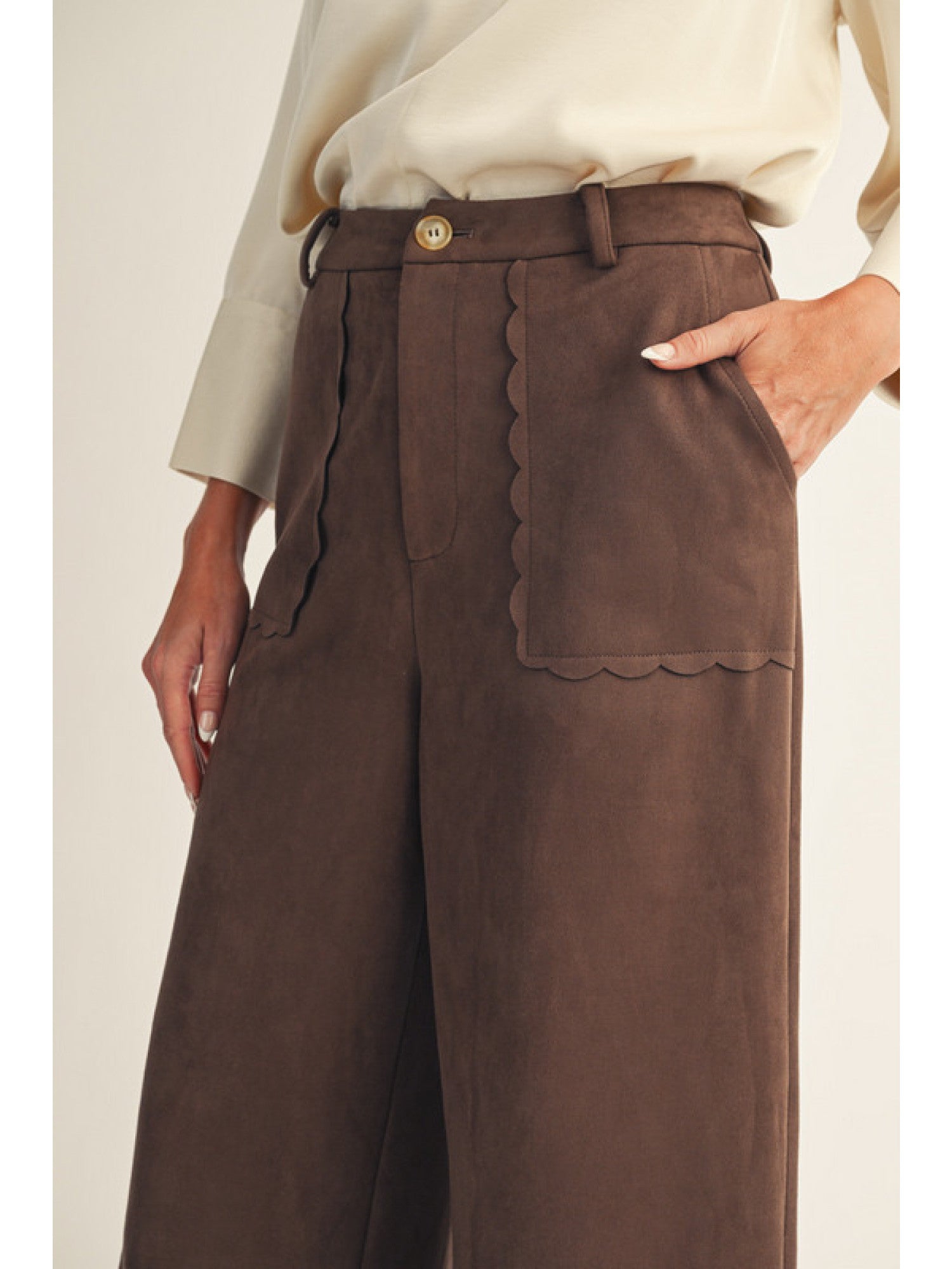 Wide Leg Suede Pants