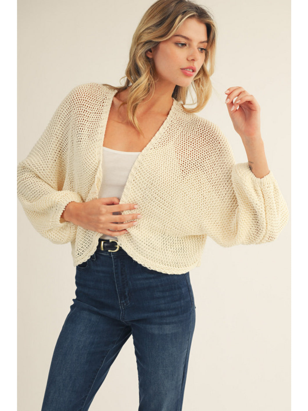 Drop Shoulder Knit Open Cardigan