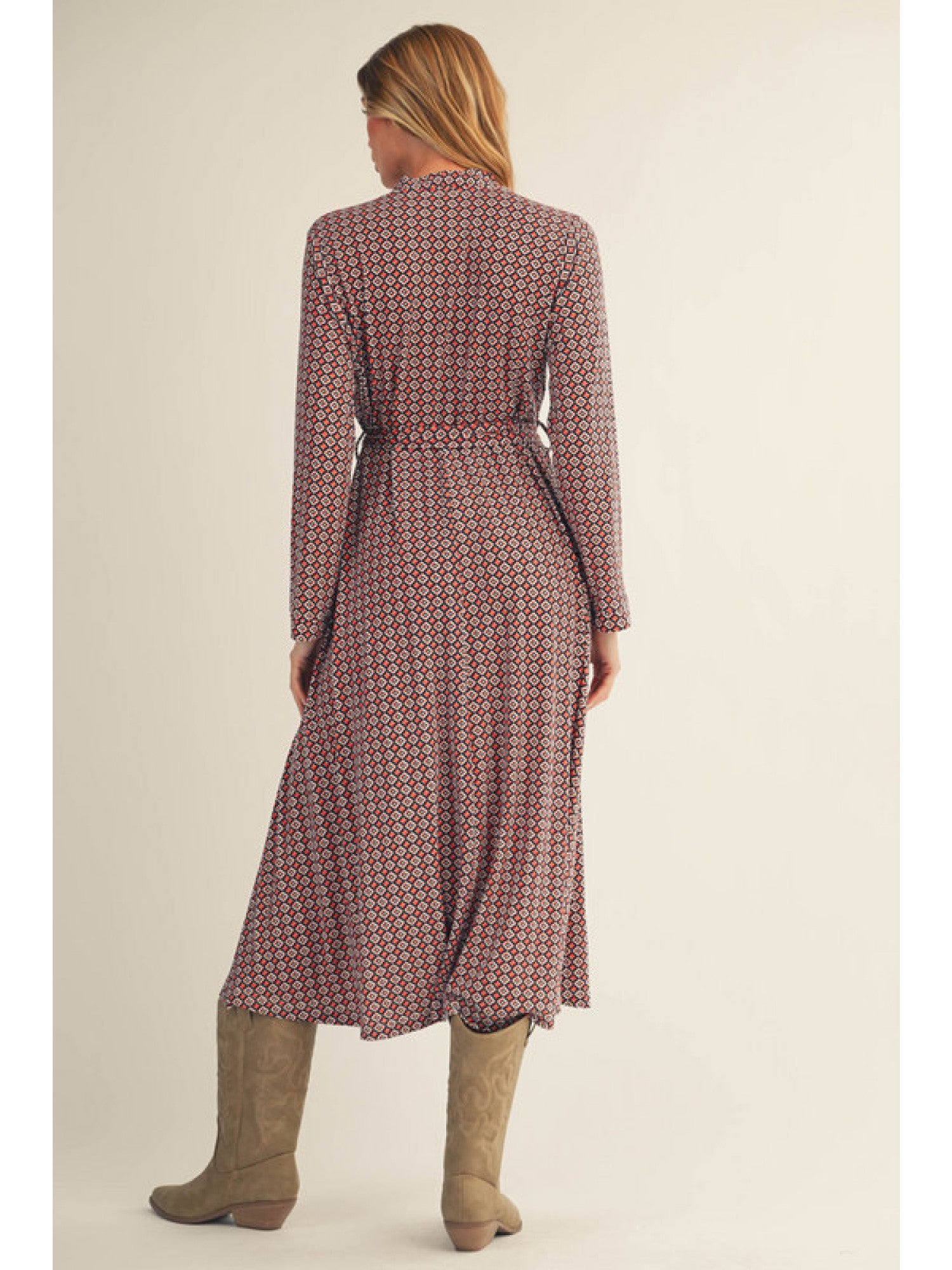 Long Sleeve Flare Midi Dress
