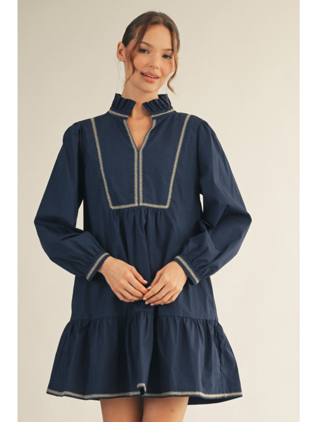 Ruffle Neck Mini Dress