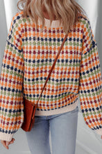 Load image into Gallery viewer, Dotty Striped Pattern Knit Drop Shoulder Sweater
