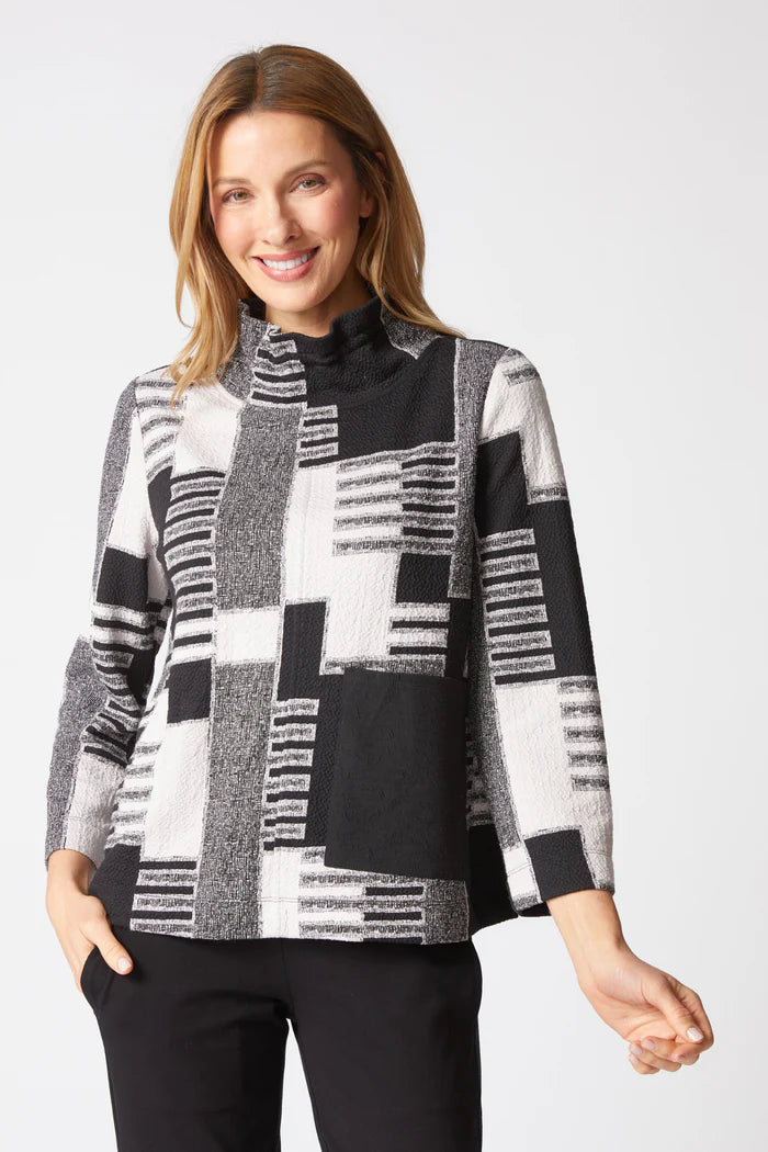 13514 Fair and Square Ruched Collar Top