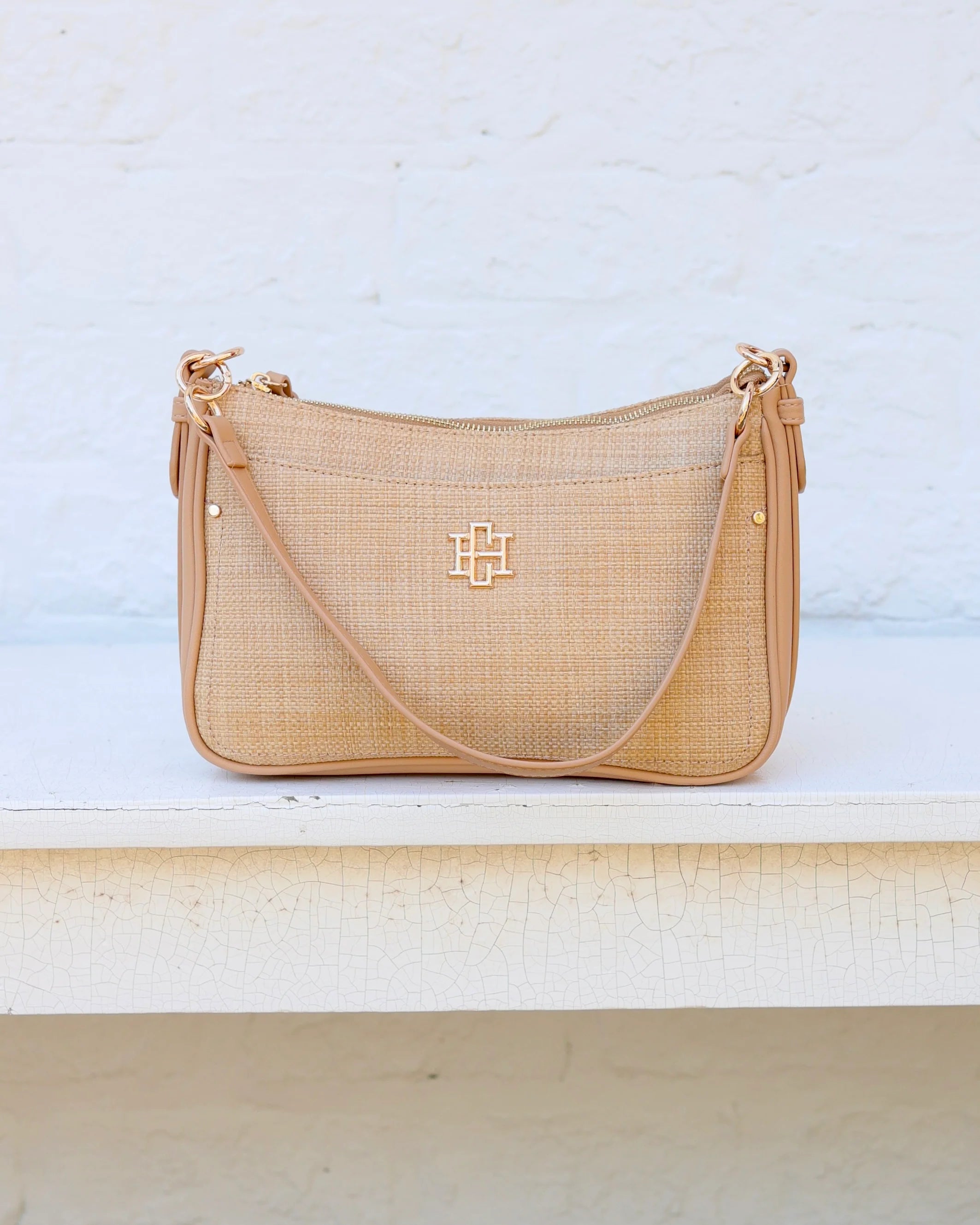 Woven Straw Structured Handbag