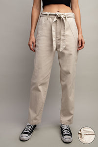 Mineral Washed Tie Front Pants
