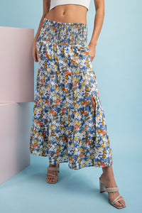 Floral Front Slit Maxi Skirt