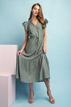 Load image into Gallery viewer, Sage V-neck Midi Dress
