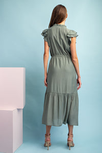 Sage V-neck Midi Dress
