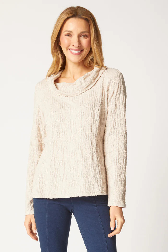 20716 Sunburst Knit Cowl Neck Pullover