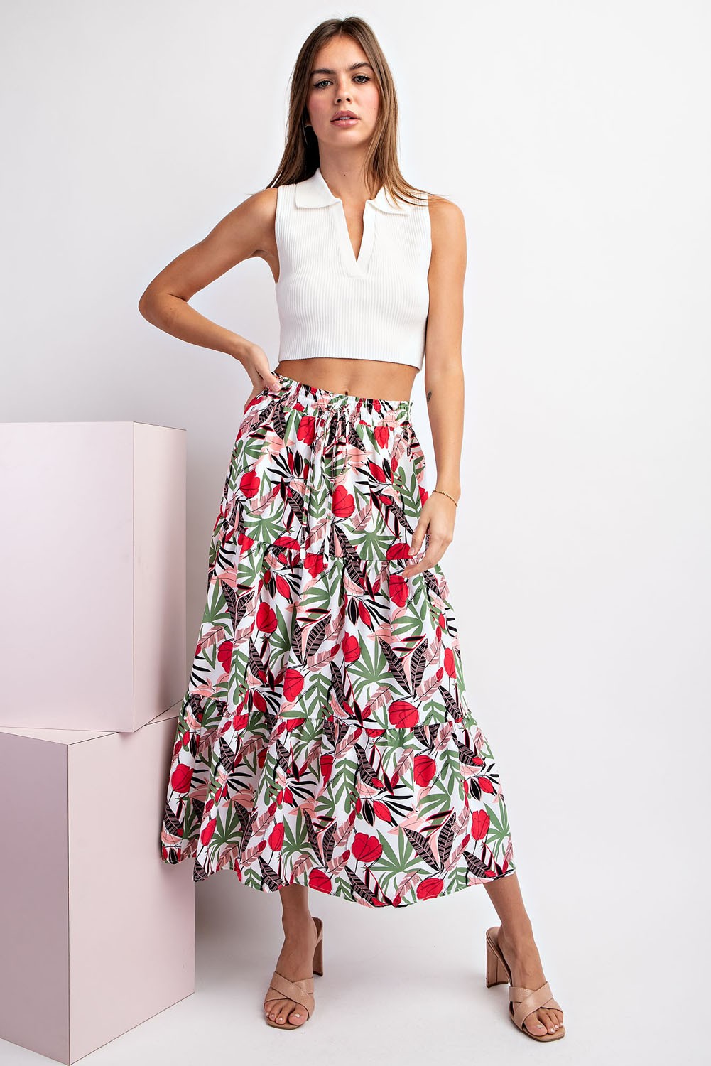 Floral Print A Line Skirt