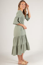 Load image into Gallery viewer, Gauze Tiered Button Up Midi Dress
