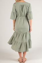 Load image into Gallery viewer, Gauze Tiered Button Up Midi Dress
