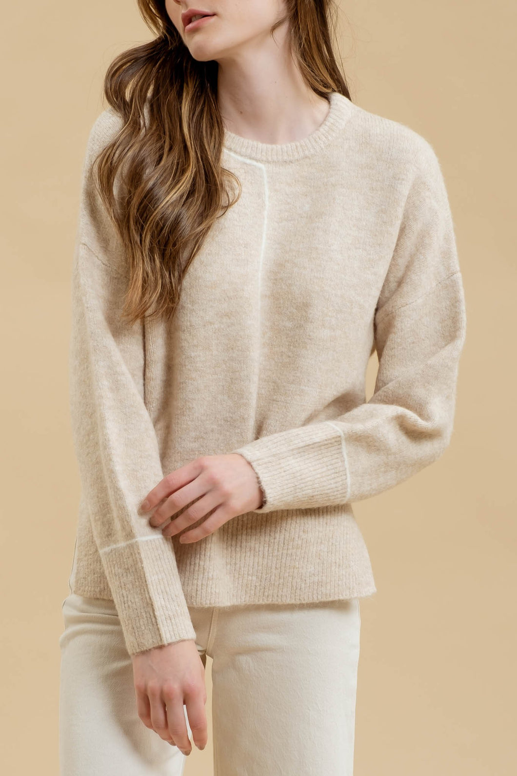 Contrast Line Crewneck Sweater