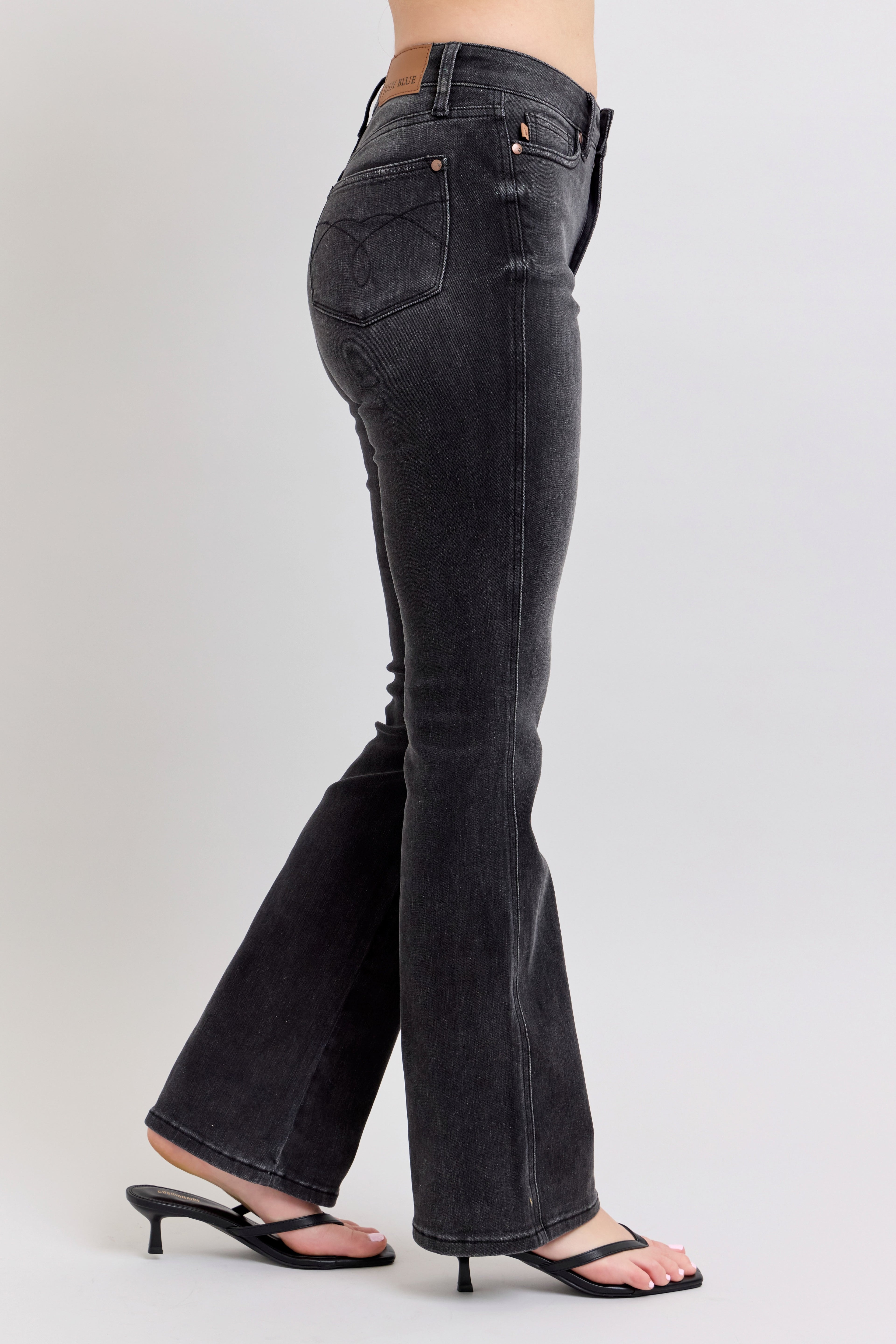 JUDY BLUE BLK WASHED DENIM 3 INSEAMS