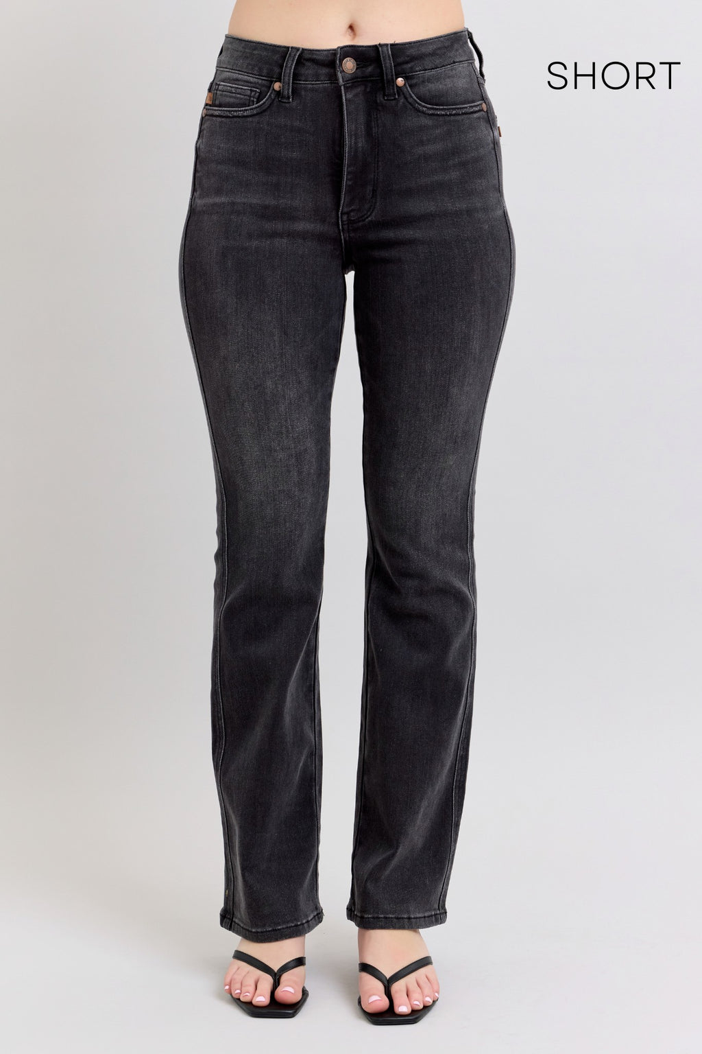 JUDY BLUE BLK WASHED DENIM 3 INSEAMS