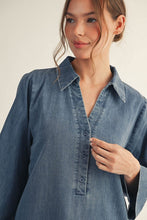 Load image into Gallery viewer, Front Button Up Washed Denim Dress
