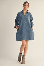 Load image into Gallery viewer, Front Button Up Washed Denim Dress
