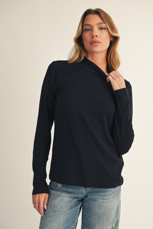 Long Sleeve Solid Mock Neck