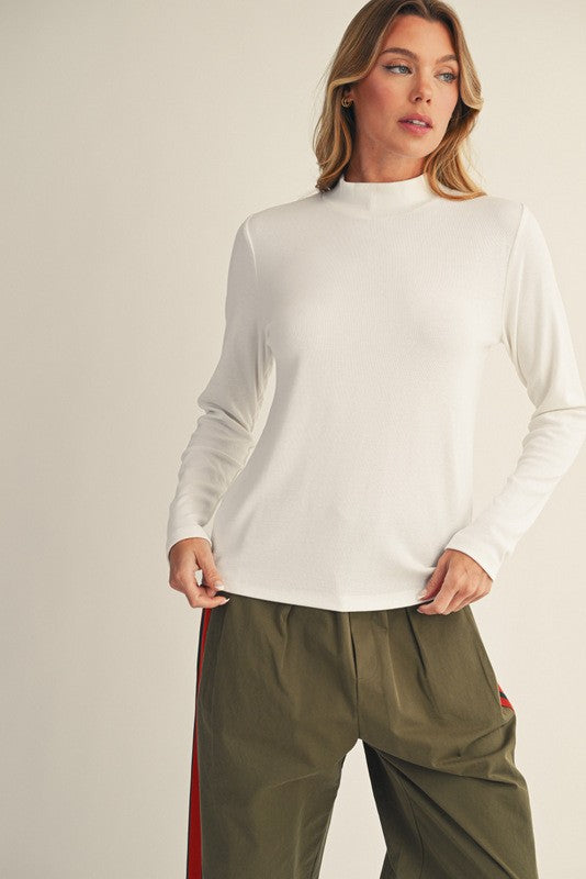 Long Sleeve Solid Mock Neck