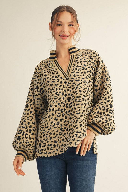 Textured Leopard Print Top