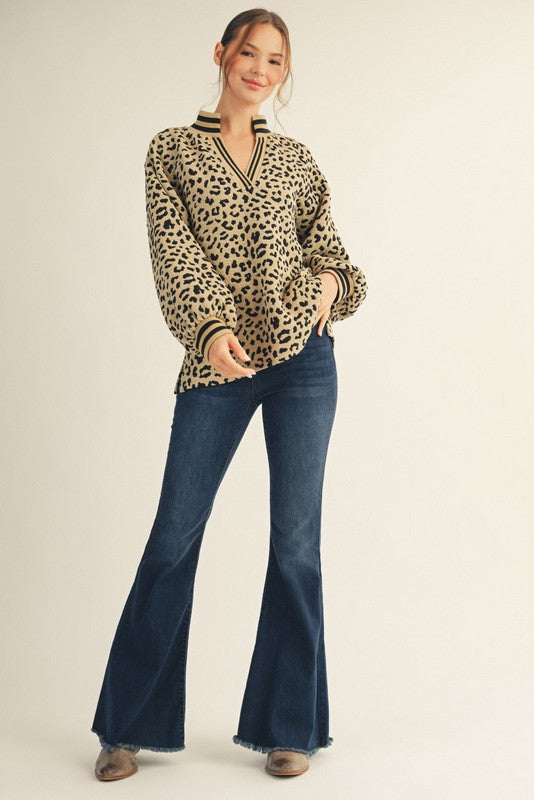 Textured Leopard Print Top