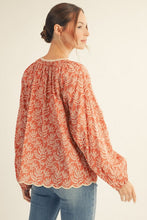 Load image into Gallery viewer, Leaf Print Peasant Top
