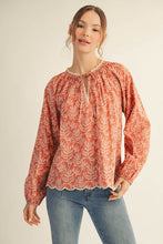 Load image into Gallery viewer, Leaf Print Peasant Top
