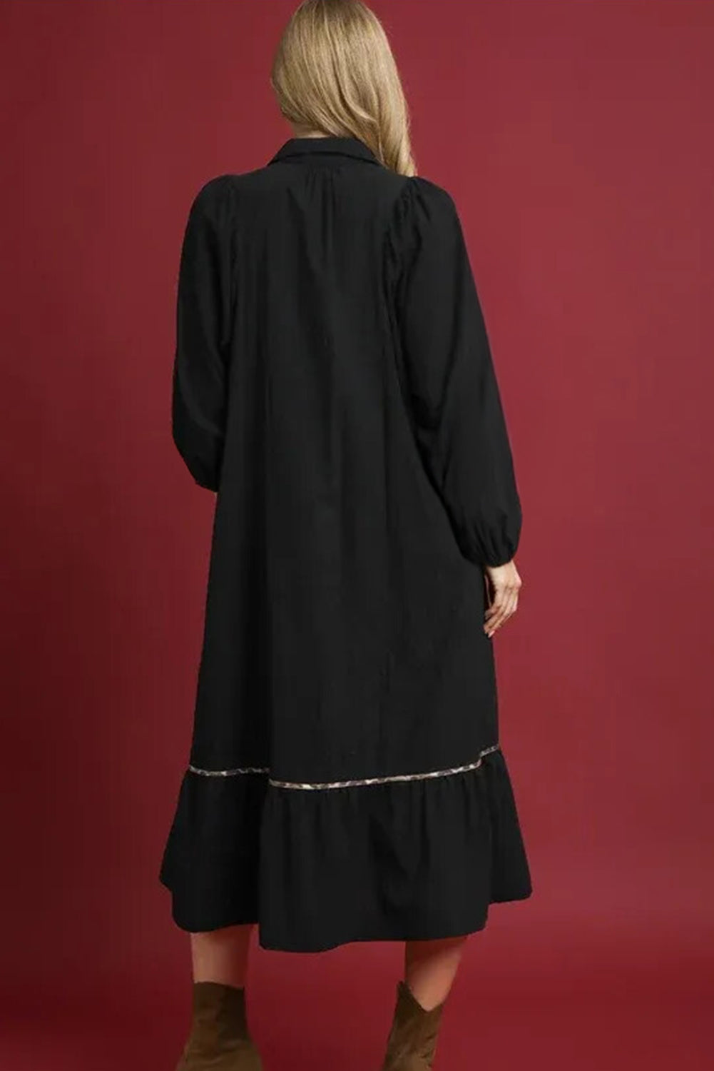 Smocked Detail Dress with Contrast Trim