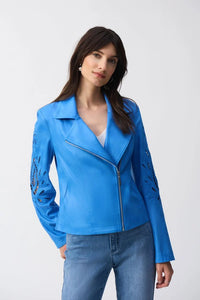 251936 Foiled Faux-Suede Moto Jacket