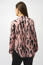 Load image into Gallery viewer, 253059 Satin Animal Print Draped Top- FT
