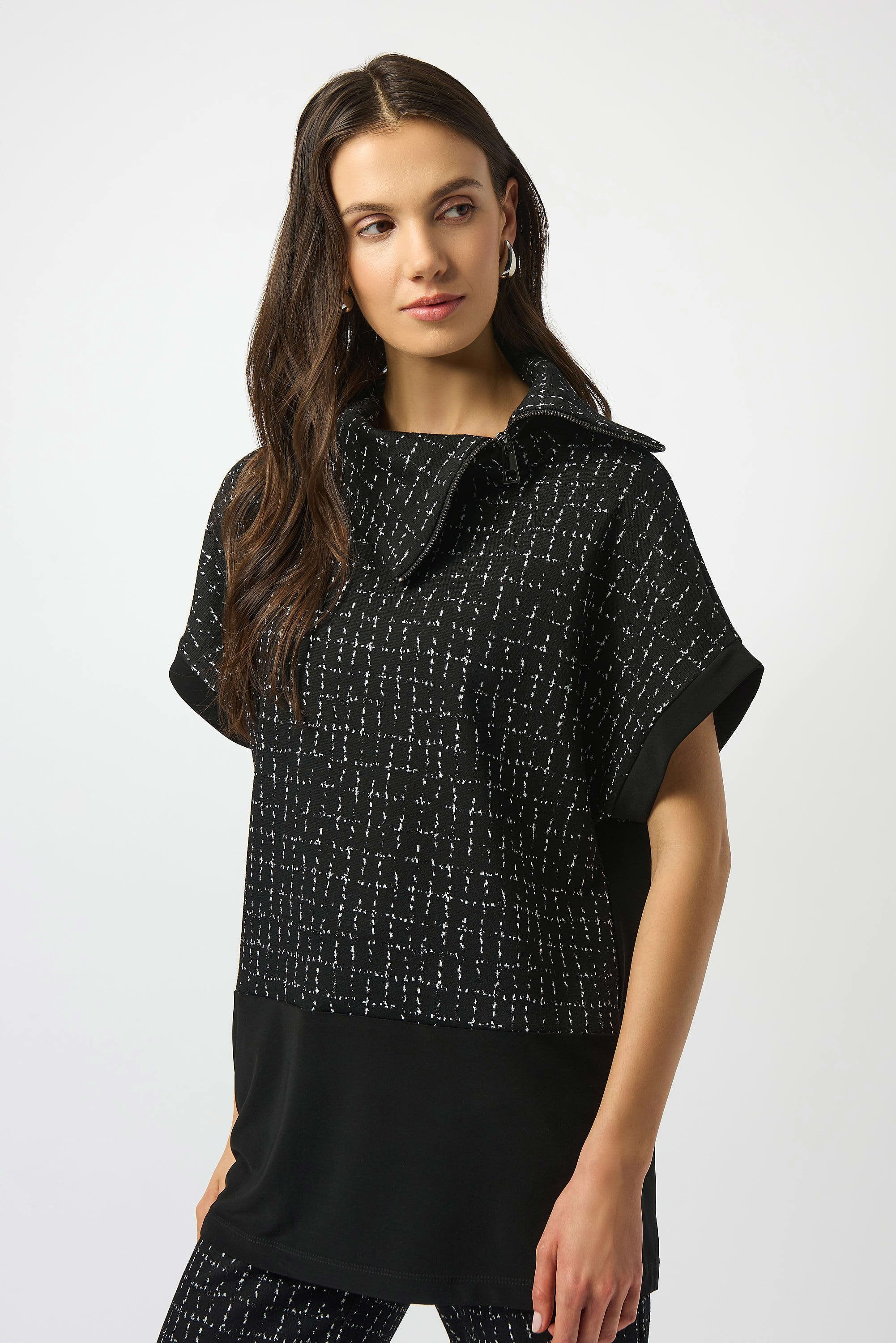 Jacquard Checkered Print Boxy Tunic