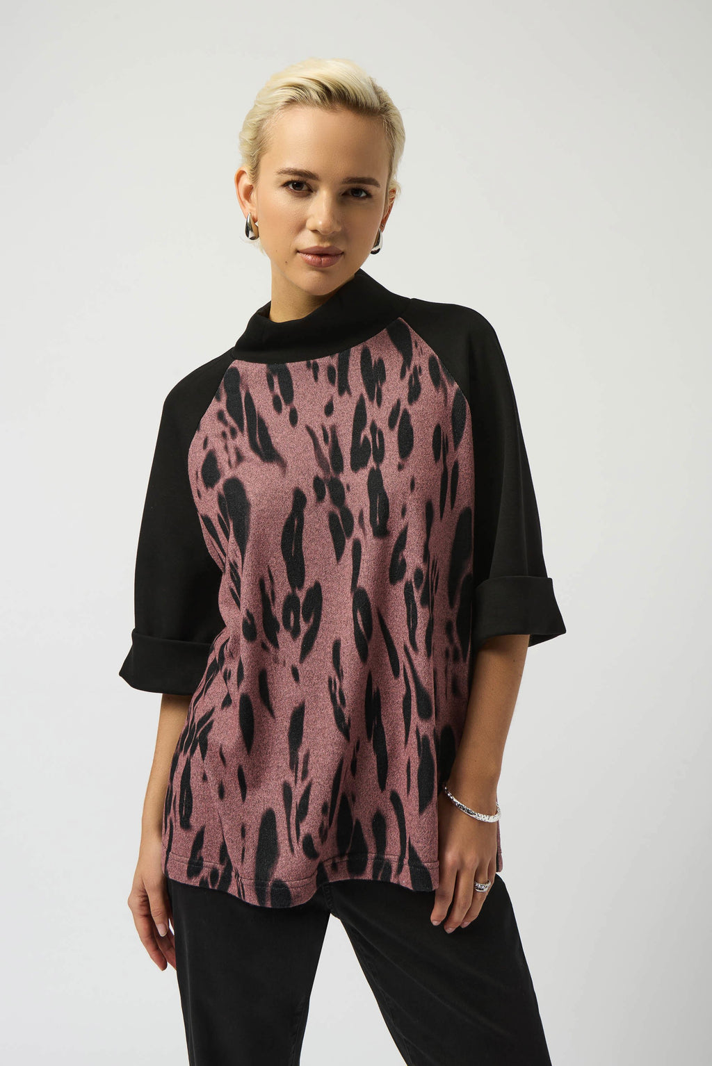 Sweater Knit Animal Print Straight Top