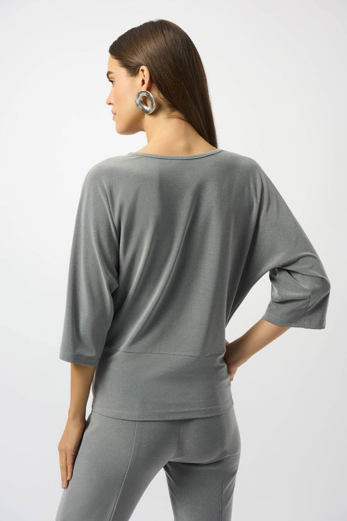 253304 Silky Knit Boxy Top with Knot Detail-FT