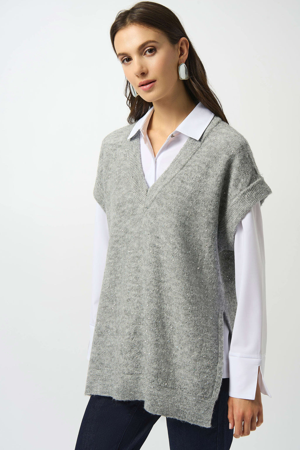 253957 Sweater Knit Sleeveless Tunic