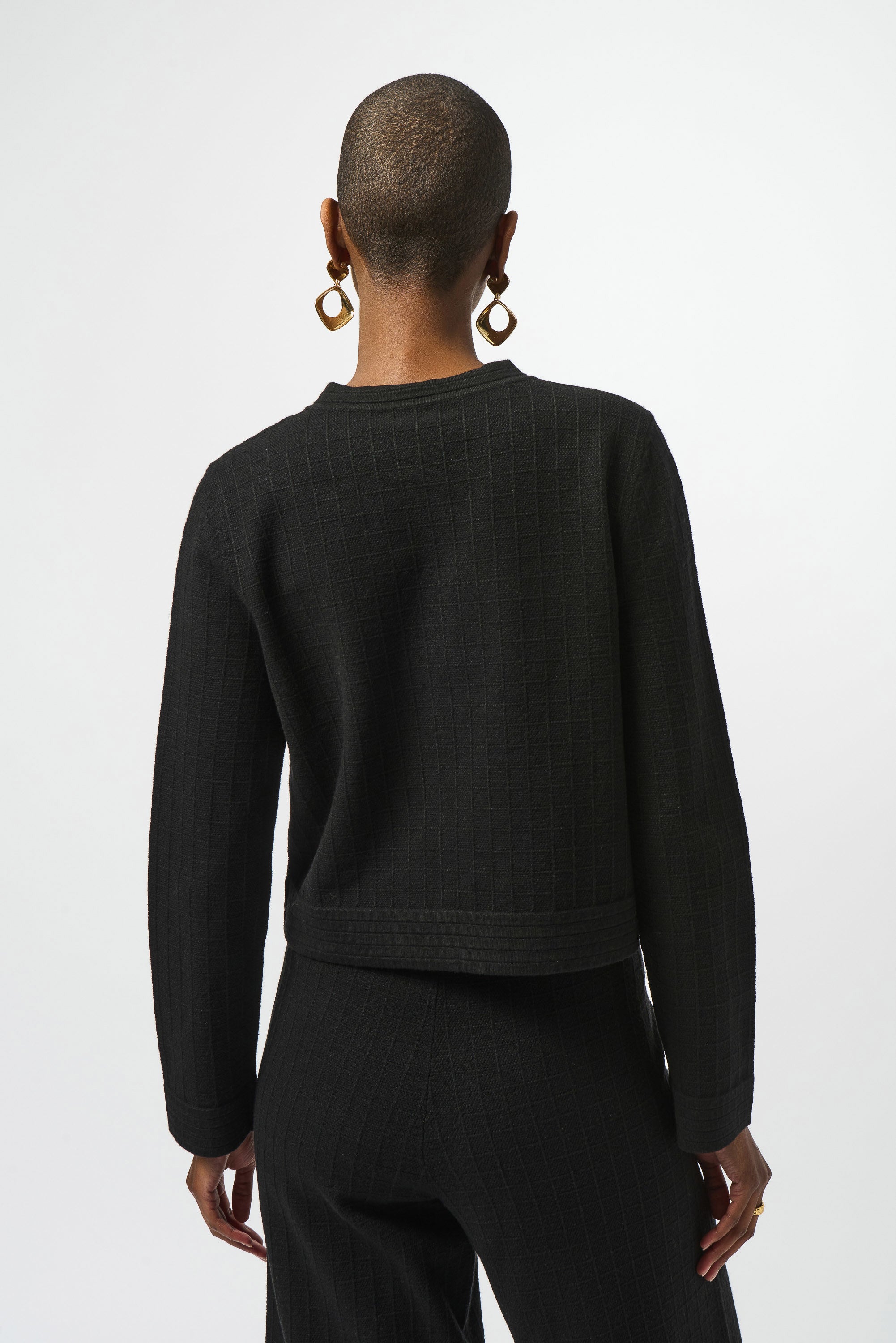 253983 Crew Neck Button-Front Jacket- FT
