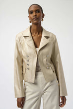 Load image into Gallery viewer, 254925 Leatherette Notched Collar Fitted Jacket

