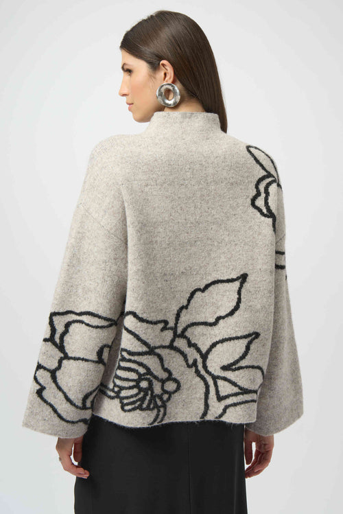 254943 Sweater Knit Floral Print Pullover