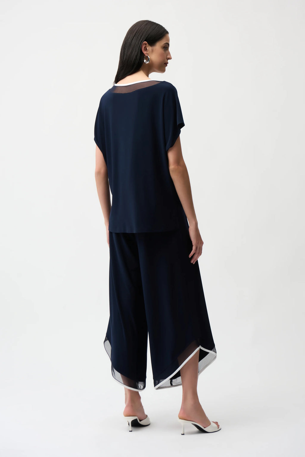 Silky Knit Color Block Wide Leg Culotte Jumpsuit