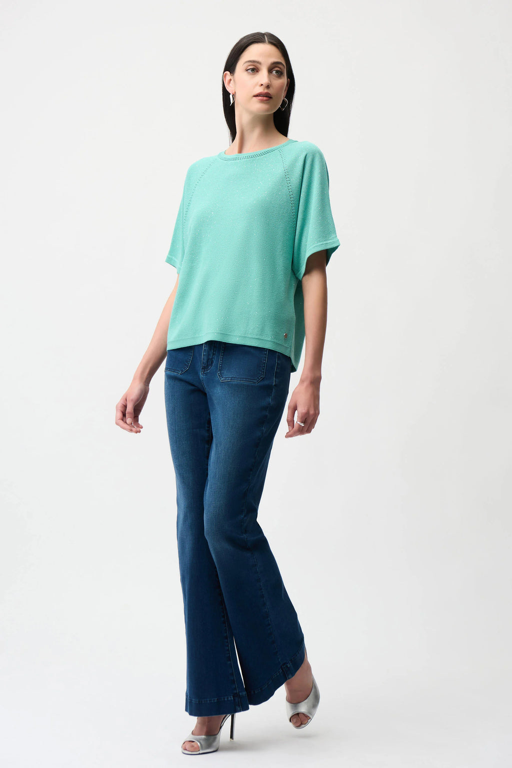 Sequin Yarn Short Sleeve Sweater