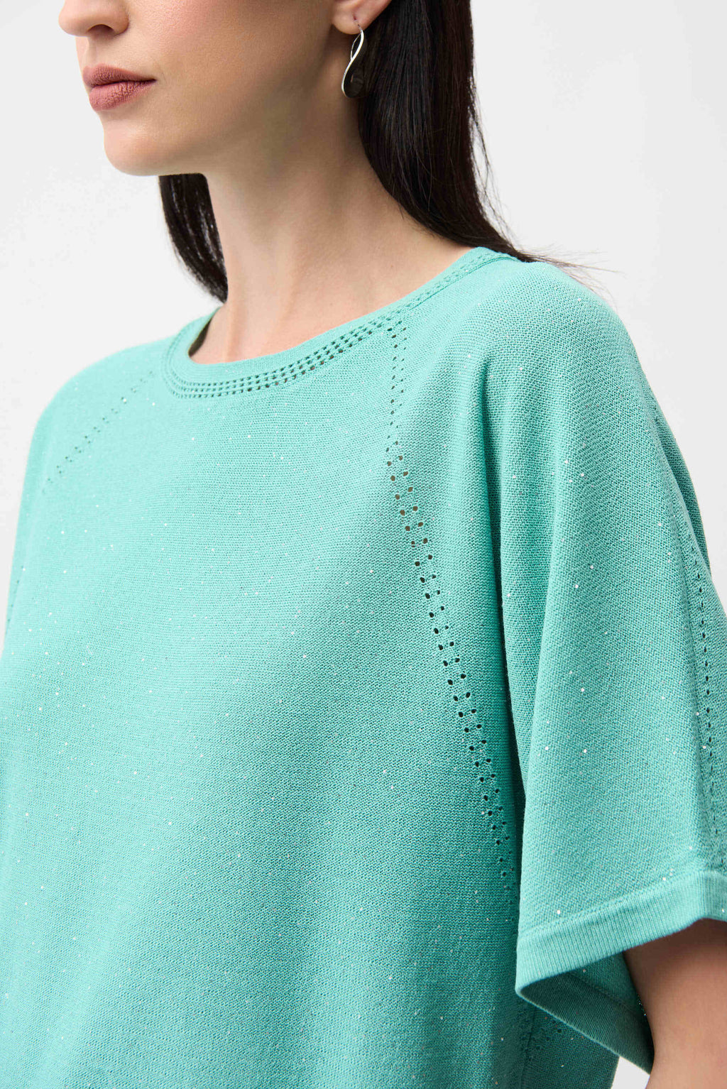 Sequin Yarn Short Sleeve Sweater