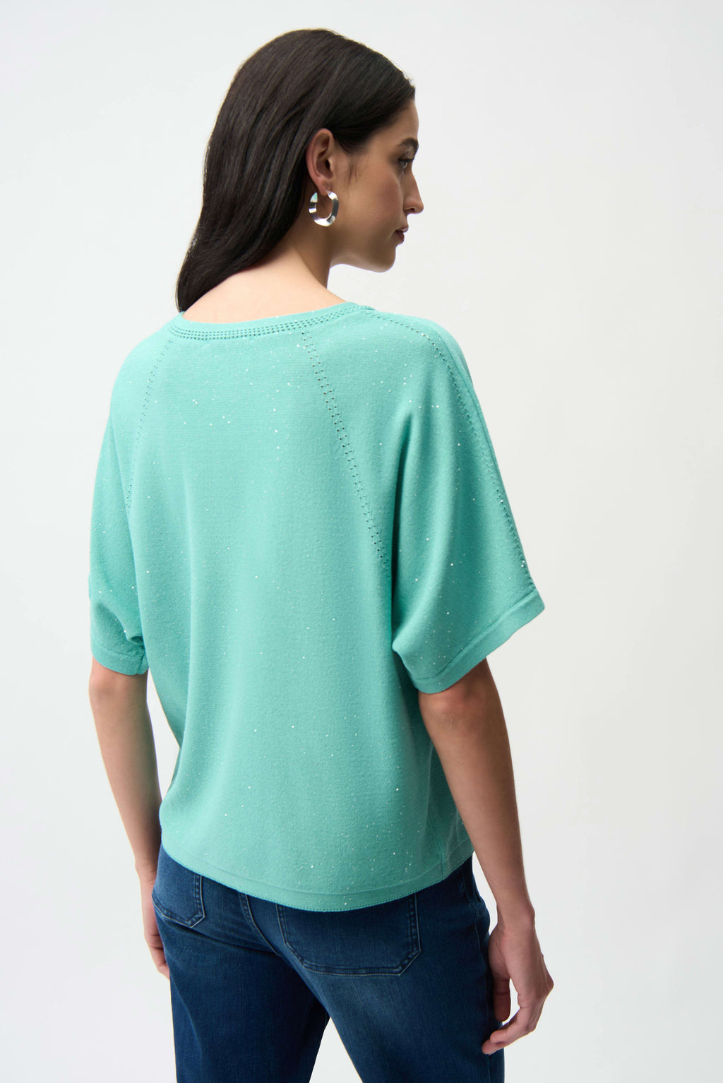 Sequin Yarn Short Sleeve Sweater