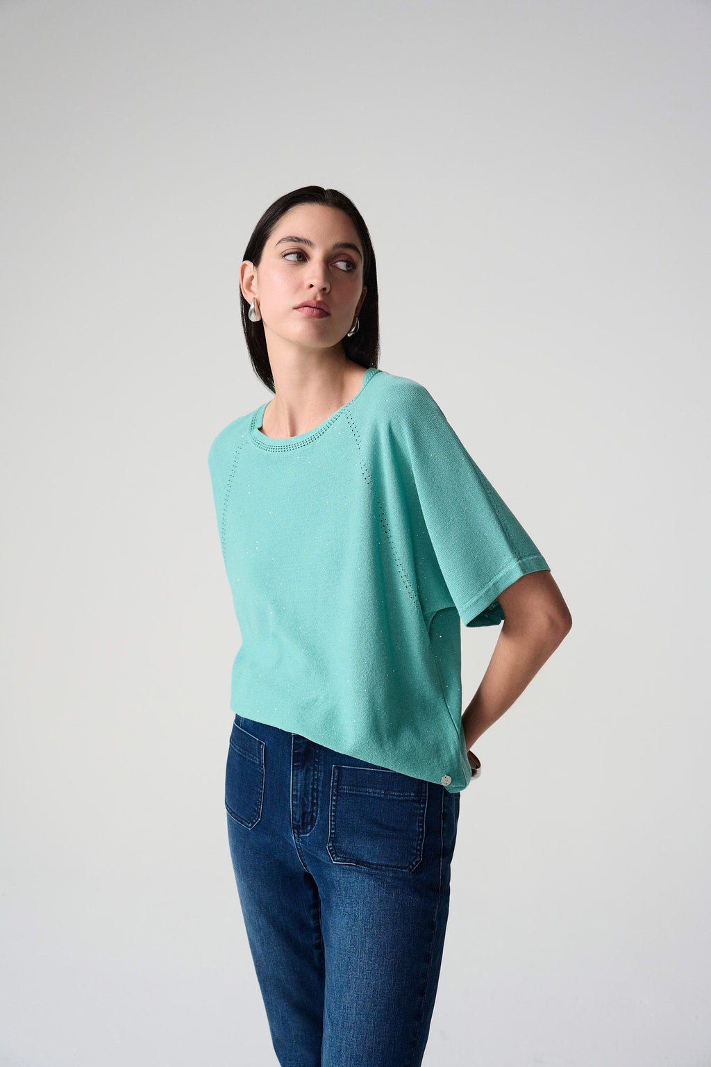 Sequin Yarn Short Sleeve Sweater