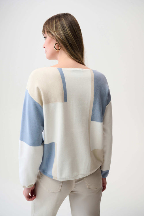 261998 Brushed Viscose Yarn Color Block Sweater