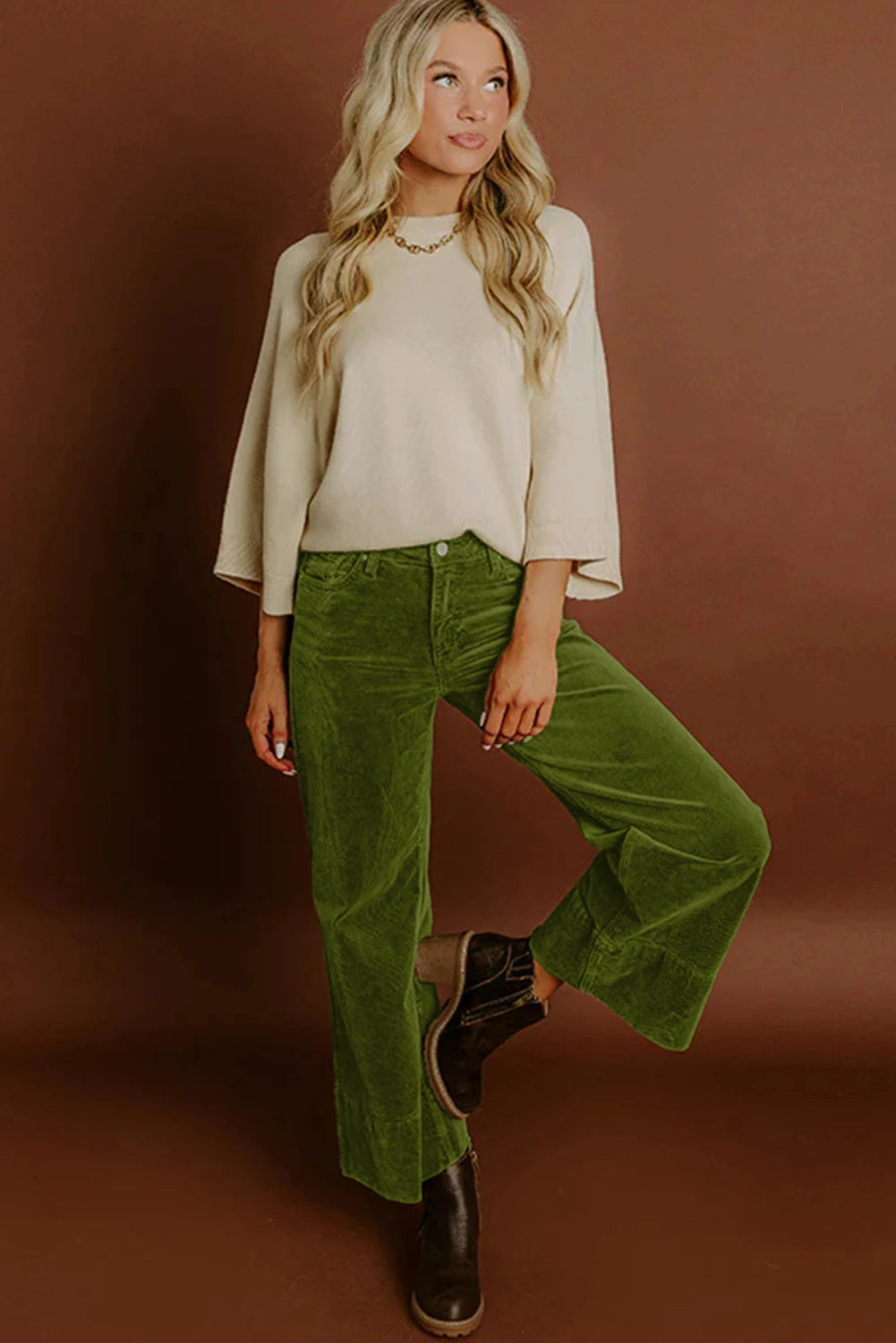Corduroy High Waist Wide Leg Pants